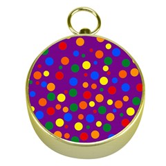 Gay Pride Rainbow Multicolor Dots Gold Compasses