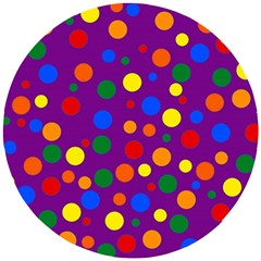 Gay Pride Rainbow Multicolor Dots Wooden Puzzle Round by VernenInk