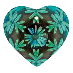 Blue Florals As A Ornate Contemplative Collage Ornament (heart) by pepitasart
