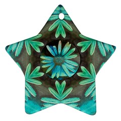 Blue Florals As A Ornate Contemplative Collage Star Ornament (two Sides)