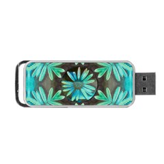 Blue Florals As A Ornate Contemplative Collage Portable Usb Flash (two Sides) by pepitasart