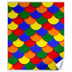 Gay Pride Scalloped Scale Pattern Canvas 11  X 14  by VernenInk