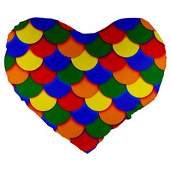 Gay Pride Scalloped Scale Pattern Large 19  Premium Heart Shape Cushions by VernenInk