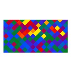 Gay Pride Diagonal Pixels Design Satin Shawl by VernenInk