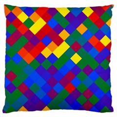 Gay Pride Diagonal Pixels Design Large Cushion Case (two Sides) by VernenInk