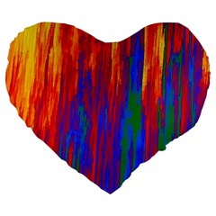 Gay Pride Rainbow Vertical Paint Strokes Large 19  Premium Heart Shape Cushions by VernenInk