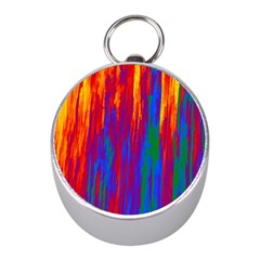Gay Pride Rainbow Vertical Paint Strokes Mini Silver Compasses