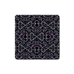 Lines And Dots Motif Geometric Seamless Pattern Square Magnet by dflcprintsclothing