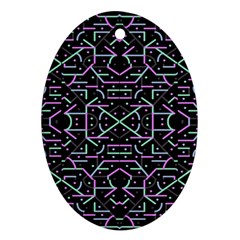 Lines And Dots Motif Geometric Seamless Pattern Oval Ornament (two Sides) by dflcprintsclothing