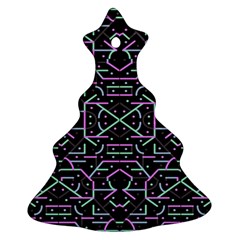 Lines And Dots Motif Geometric Seamless Pattern Christmas Tree Ornament (two Sides) by dflcprintsclothing