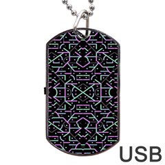 Lines And Dots Motif Geometric Seamless Pattern Dog Tag Usb Flash (two Sides) by dflcprintsclothing