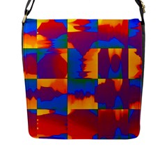 Gay Pride Rainbow Painted Abstract Squares Pattern Flap Closure Messenger Bag (l) by VernenInk