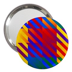 Gay Pride Rainbow Diagonal Striped Checkered Squares 3  Handbag Mirrors by VernenInk