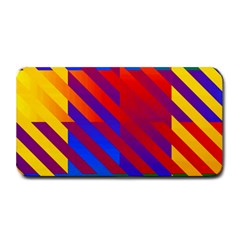 Gay Pride Rainbow Diagonal Striped Checkered Squares Medium Bar Mats by VernenInk