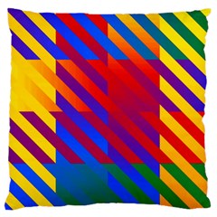 Gay Pride Rainbow Diagonal Striped Checkered Squares Standard Flano Cushion Case (two Sides) by VernenInk