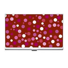 Lesbian Pride Flag Scattered Polka Dots Business Card Holder by VernenInk