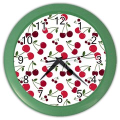 Cute Cherry Pattern Color Wall Clock by TastefulDesigns