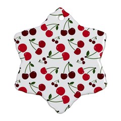 Cute Cherry Pattern Snowflake Ornament (two Sides) by TastefulDesigns