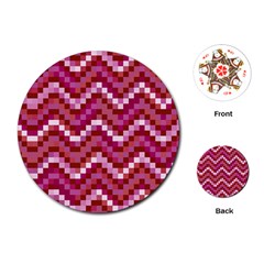 Lesbian Pride Pixellated Zigzag Stripes Playing Cards Single Design (round)