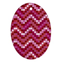 Lesbian Pride Pixellated Zigzag Stripes Oval Ornament (two Sides) by VernenInk