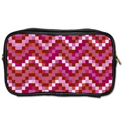 Lesbian Pride Pixellated Zigzag Stripes Toiletries Bag (one Side)