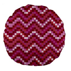 Lesbian Pride Pixellated Zigzag Stripes Large 18  Premium Flano Round Cushions by VernenInk