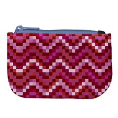 Lesbian Pride Pixellated Zigzag Stripes Large Coin Purse by VernenInk