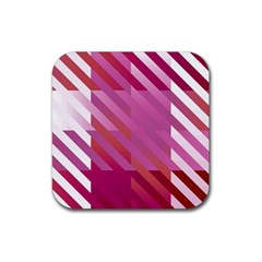 Lesbian Pride Diagonal Stripes Colored Checkerboard Pattern Rubber Coaster (square)  by VernenInk