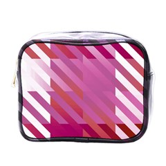 Lesbian Pride Diagonal Stripes Colored Checkerboard Pattern Mini Toiletries Bag (one Side) by VernenInk