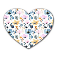 Watercolor Floral Seamless Pattern Heart Mousepads by TastefulDesigns