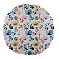 Watercolor Floral Seamless Pattern Large 18  Premium Round Cushions by TastefulDesigns