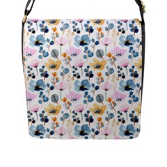 Watercolor Floral Seamless Pattern Flap Closure Messenger Bag (l) by TastefulDesigns