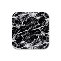 Black And White Abstract Textured Print Rubber Square Coaster (4 Pack)  by dflcprintsclothing