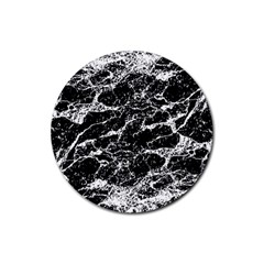 Black And White Abstract Textured Print Rubber Round Coaster (4 Pack)  by dflcprintsclothing