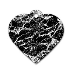 Black And White Abstract Textured Print Dog Tag Heart (two Sides) by dflcprintsclothing