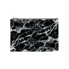 Black And White Abstract Textured Print Cosmetic Bag (medium) by dflcprintsclothing