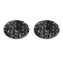 Black And White Intricate Geometric Print Cufflinks (oval) by dflcprintsclothing