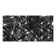 Black And White Intricate Geometric Print Satin Shawl