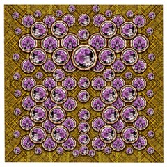 Gold Plates With Magic Flowers Raining Down Wooden Puzzle Square by pepitasart