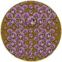 Gold Plates With Magic Flowers Raining Down Wooden Puzzle Round by pepitasart