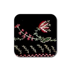 Peace Flower Rubber Square Coaster (4 Pack) 