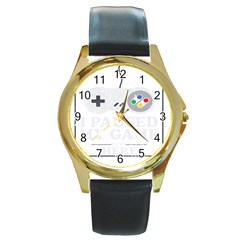 Ipaused2 Round Gold Metal Watch