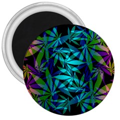 420 Ganja Pattern, Weed Leafs, Marihujana In Colors 3  Magnets by Casemiro