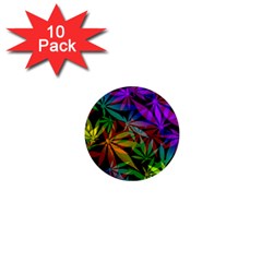 Ganja In Rainbow Colors, Weed Pattern, Marihujana Theme 1  Mini Magnet (10 Pack)  by Casemiro