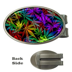 Ganja In Rainbow Colors, Weed Pattern, Marihujana Theme Money Clips (oval)  by Casemiro