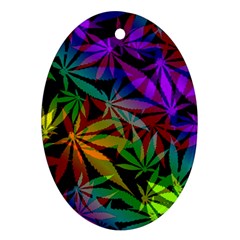 Ganja In Rainbow Colors, Weed Pattern, Marihujana Theme Oval Ornament (two Sides) by Casemiro