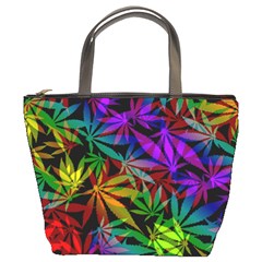 Ganja In Rainbow Colors, Weed Pattern, Marihujana Theme Bucket Bag by Casemiro