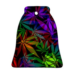 Ganja In Rainbow Colors, Weed Pattern, Marihujana Theme Ornament (bell) by Casemiro