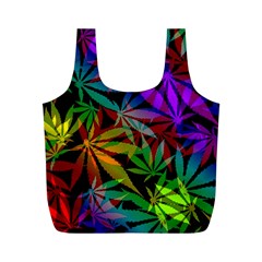 Ganja in rainbow colors, weed pattern, marihujana theme Full Print Recycle Bag (M)