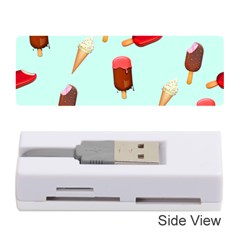 Ice Cream Pattern, Light Blue Background Memory Card Reader (stick) by Casemiro